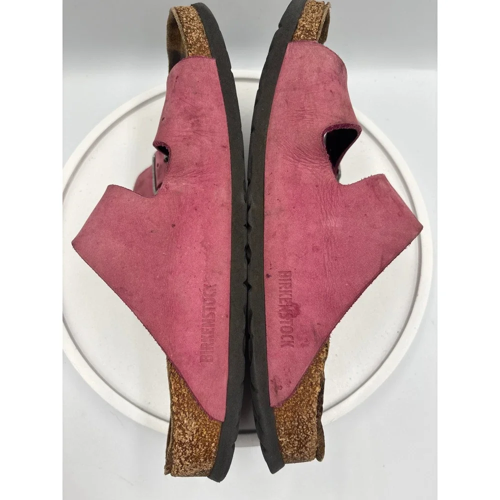 Birkenstock Arizona Sandals Size 41 Pink Leather Boho Comfort Slide 2085
